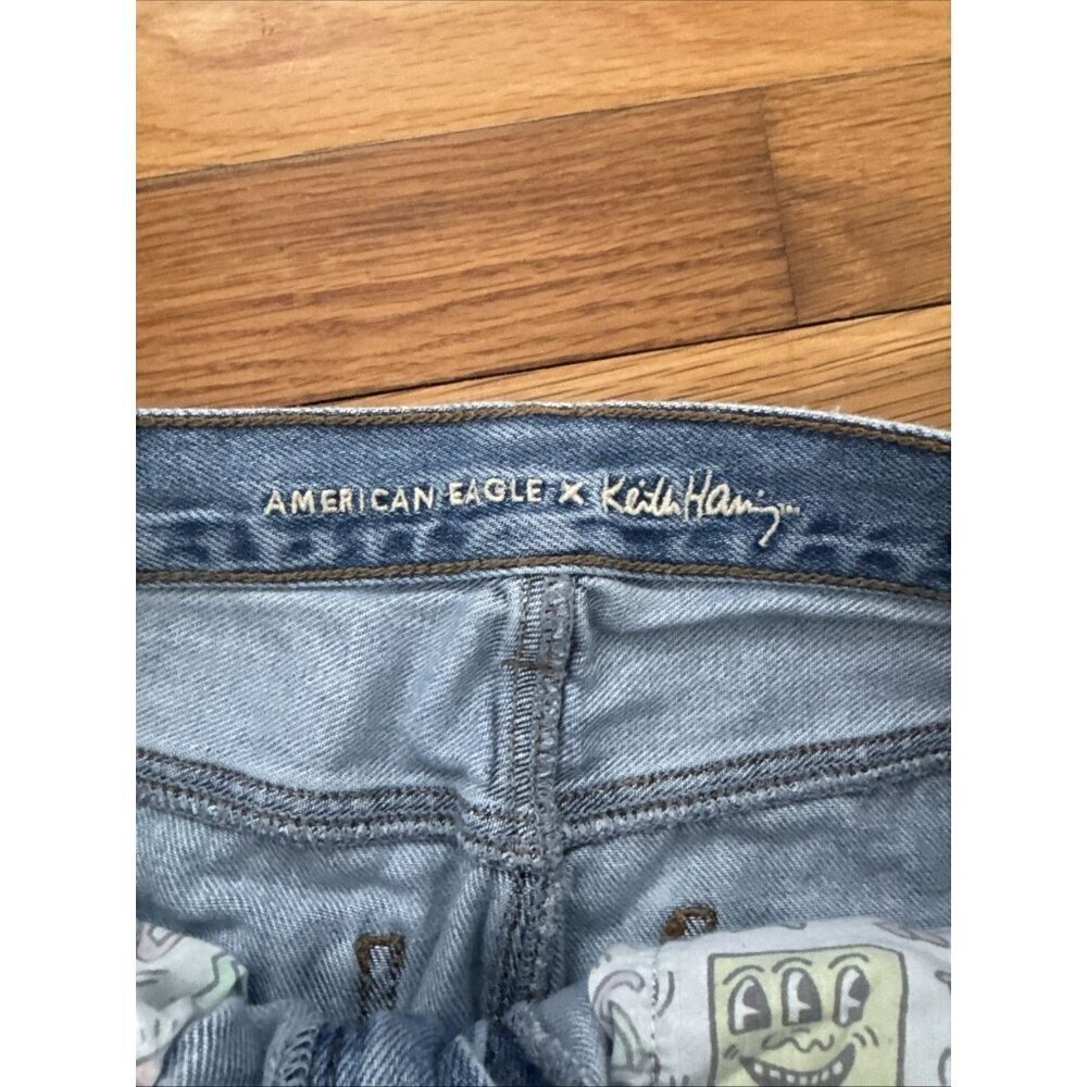 American Eagle Keith Haring Distressed Mom Denim Jeans Women 's Size 6 - Picture 5 of 9